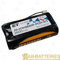 Аккумулятор ET ICR18650F Protected 18.0*65.0, 2600mAh, Li-Ion, в пластиковом боксе на 2шт (2/400)