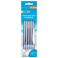 Свечи для торта Paterra «Серебряные» 14см 10шт. (1/34)