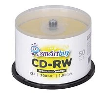 Диск CD-RW Smartbuy 700MB 4-12x 80min 50шт. cake box (50/250)