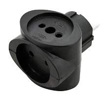 Разветвитель Без бренда 3р.Б/З 6A черный (1/200)