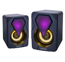 Колонки 2.0 Perfeo SHINE 2х3W LED USB черный