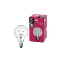 Лампа накаливания General Electric E14 40W 230V шар 45мм прозрачная