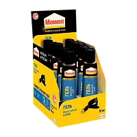 Клей Момент ГЕЛЬ водостойкий 30мл универсальный BOX10 шоу-бокс (10/120/3840)