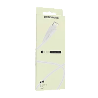 Кабель Borofone BX18 USB (m)-Lightning (m) 3м 1.6A ПВХ белый (1/360)