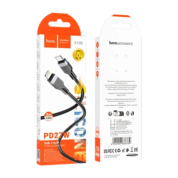 Кабель HOCO X109 Type-C (m)-Lightning (m) 3м 27W силикон черный (1/31/310)