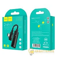 Переходник AUX HOCO LS19 Jack 3.5mm (f)-Type-C (m)/Type-C (f) силикон черный (1/20/160)