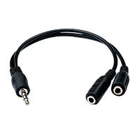 Кабель AUX Atcom Jack 3.5mm (m)-2xJack 3.5mm (f) 0.1м силикон черный (1/500)