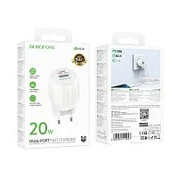 Сетевое З/У Borofone BA93A 1USB+1Type-C 3.0A 20W PD,QC белый (1/30/120) 
