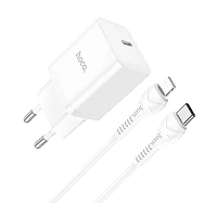 Сетевое З/У HOCO N27 Type-C 20W с кабелем Type-C-Lightning белый (1/13/130)