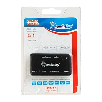 Картридер Smartbuy 750 USB2.0 SD/microSD/MS/M2 Combo с USB хабами черный (1/5)