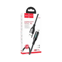 Кабель HOCO S51 Lightning (m)-Type-C (m) 1.2м 2.1A 20W нейлон дисплей черный (1/16/160)