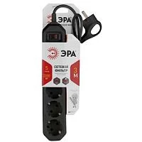 Сетевой фильтр ЭРА USF 5р.С/З 10A 3.0м черный (1/20)