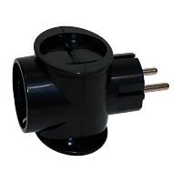 Разветвитель Toker 3T1 1р.С/З 2р.Б/З 16A черный (1/50)