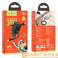 Сетевое З/У HOCO N13 1USB/Type-C 30W QC3.0 с кабелем Type-C-Lightning черный (1/12/120)