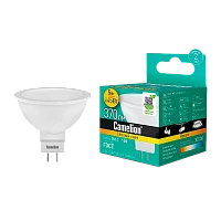 Лампа светодиодная Camelion MR16 GU5.3 5W 3000К 12V софит матовая (1/10/100)