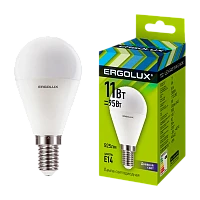 Лампа светодиодная Ergolux G45 E14 11W 6500К 172-265V шар (1/10/100)