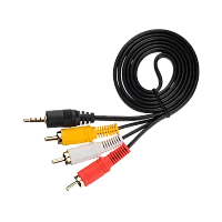 Кабель AUX GoPower Jack 3.5mm (m)-3xRCA (m) 1м ПВХ черный Premium Zip-Lock c подвесом (1/200) 