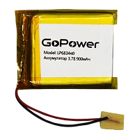 Аккумулятор Li-Pol GoPower LP683440 PK1 3.7V 900mAh с/з (1/10)