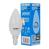 Лампа светодиодная Старт E14 7W 4000К 220-240V свеча димируемая прозрачная (1/10/100)