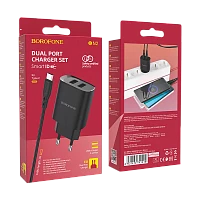 Сетевое З/У Borofone BN2 2USB 2.1A с кабелем Type-C черный (1/35/140)
