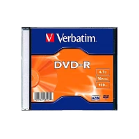 Диск DVD-R Verbatim 4.7GB 16x 1шт. SlimCase