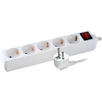 Удлинитель Volsten 5р.С/З 10A 3.0м с выкл. ПВС 3x0.75мм² IP20 белый (1/30)