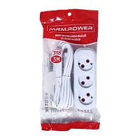 Удлинитель MRM-Power M-318 3р.Б/З 10A 3.0м белый (1/48)