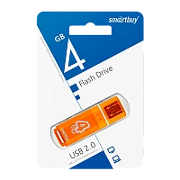Флеш-накопитель Smartbuy Glossy 4GB USB2.0 пластик оранжевый