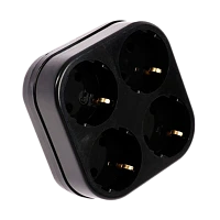 Разветвитель Toker 4Т 4р.Б/З черный (1/60)