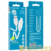 Кабель Borofone BX55 USB (m)-microUSB (m) 1м 2.4A силикон белый (1/360)