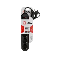 Сетевой фильтр ЭРА USF 5р.С/З 10A 1.5м со шторкой черный (1/20)