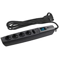 Сетевой фильтр ЭРА SFU 5р.С/З 10A 2.0м со шторкой черный (1/20)