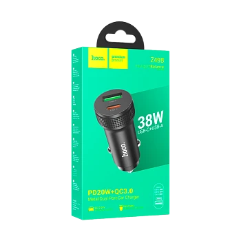 Автомобильное З/У HOCO Z49B 1USB/Type-C 3.0A 38W QC3.0 черный (1/13/130) 