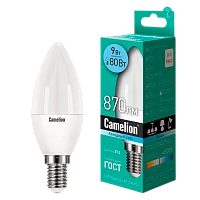 Лампа светодиодная Camelion C35 E14 9W 4000К 220V свеча матовая (1/10/100)
