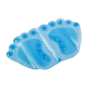 Коврик для ванной Рыжий кот "Следы" 58х33см голубой (1/10/60)