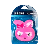 Ночник Camelion NL-233 "Заяц" 220V в розетку розовый (1/18/72)