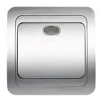 Выключатель SmartBuy 1-клавишный с индикатором 10А серебро "Марс"