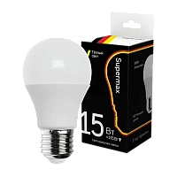 Лампа светодиодная Supermax A60 E27 15W 3000К 230V груша (1/10/80)