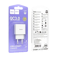 Сетевое З/У HOCO C140A 1USB 3.0A 18W QC3.0 белый (1/36/216)