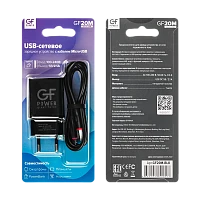 Сетевое З/У GFPower GF20M 1USB/microUSB 2.1A черный (48/192)