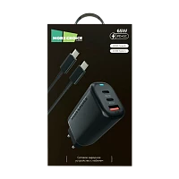 Сетевое З/У MORE CHOICE NC79 1USB/2Type-C 3.0A 65W PD3.0 с кабелем Type-C/Type-C черный (1/20/100)