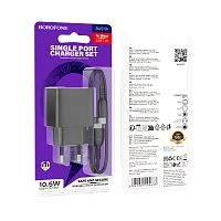 Сетевое З/У Borofone BAS11A 1USB 2.1A 10.5W с кабелем microUSB черный (1/54/216)
