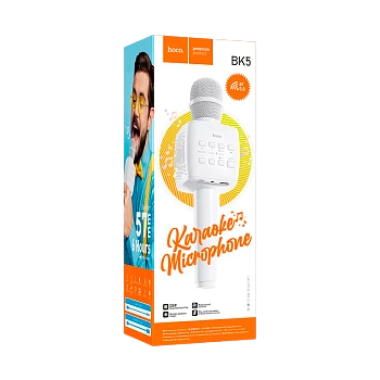 Микрофон HOCO BK5 динамический 72 дБ bluetooth 5.0 microSD белый (1/30) 