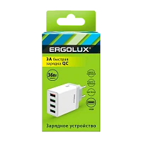 Сетевое З/У Ergolux ELX-РA02QC-C01 4USB 3.0A 36W QC3.0 белый (1/10/240)