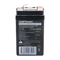 Аккумулятор свинцово-кислотный GoPower LA-430 4V 3Ah T0 (1/20)