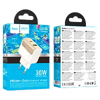 Сетевое З/У HOCO CS73A 1USB+1Type-C 3.0A 30W QC3.0 белый (1/32/192)