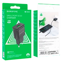 Сетевое З/У Borofone BA59A 1USB 2.4A QC3.0 черный (1/35/140) 