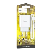 Сетевое З/У HOCO C97A 1USB/Type-C 20W QC3.0 с кабелем Type-C-Lightning белый (1/28/168)