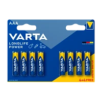 Батарейка Varta LONGLIFE MAX POWER (MAX TECH) LR03 AAA BL4+4 Alkaline 1.5V (4703) (8/160)