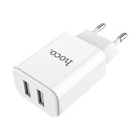 Сетевое З/У HOCO C62A 2USB 2.1A умная зарядка (IC) белый (1/21/126)